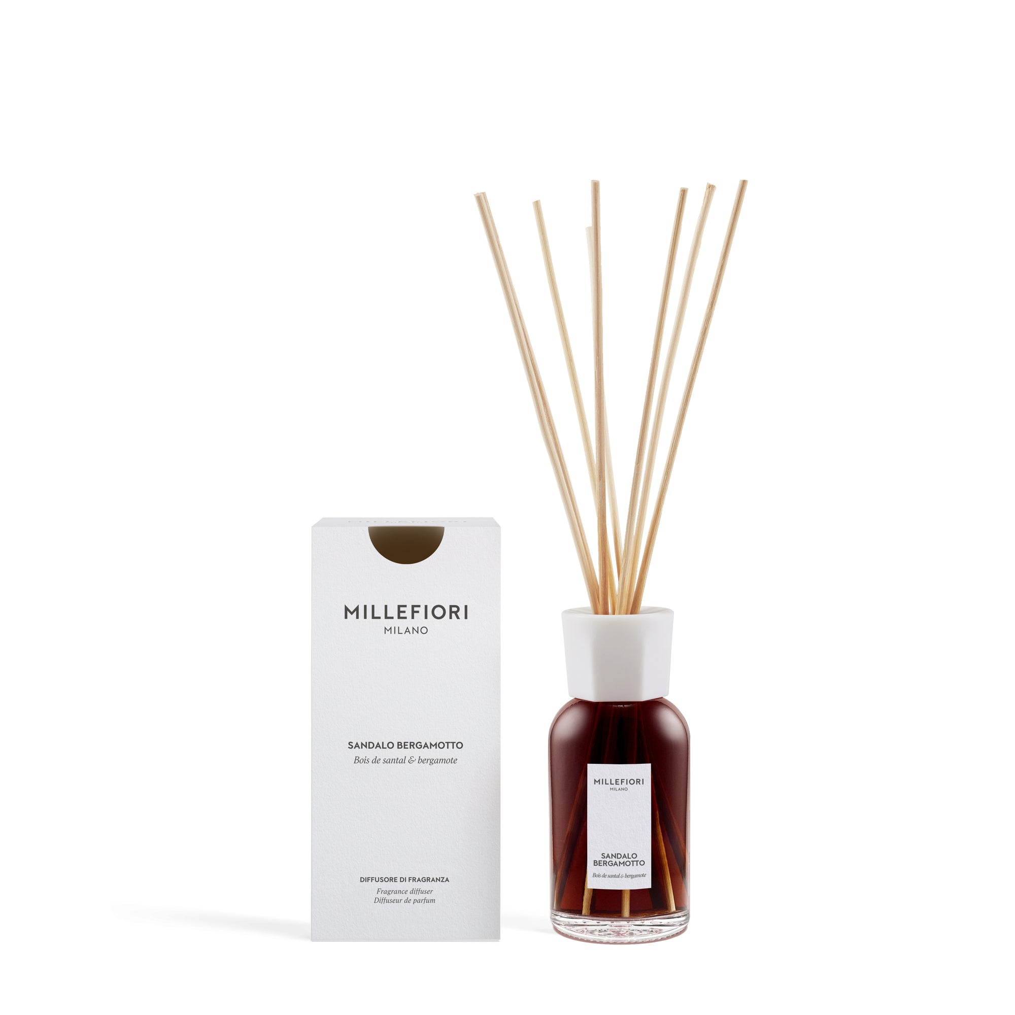 Milano Diffuseur de parfum à bâtonnets Bois de santal & Bergamote