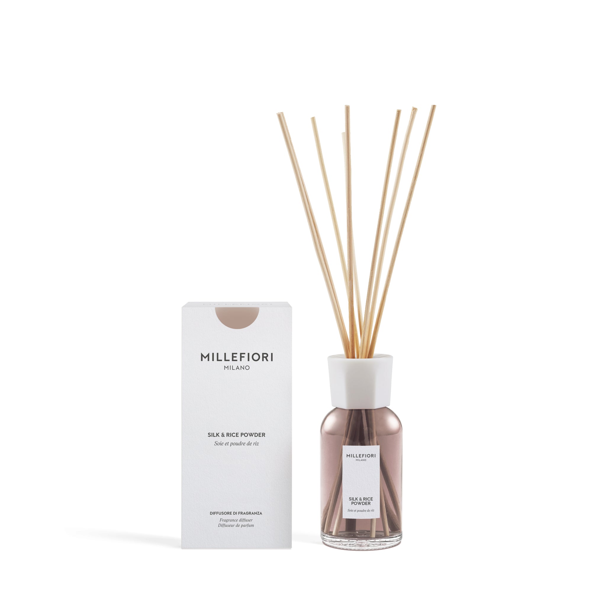 Milano Raumduft mit Stäbchen Silk & Rice Powder