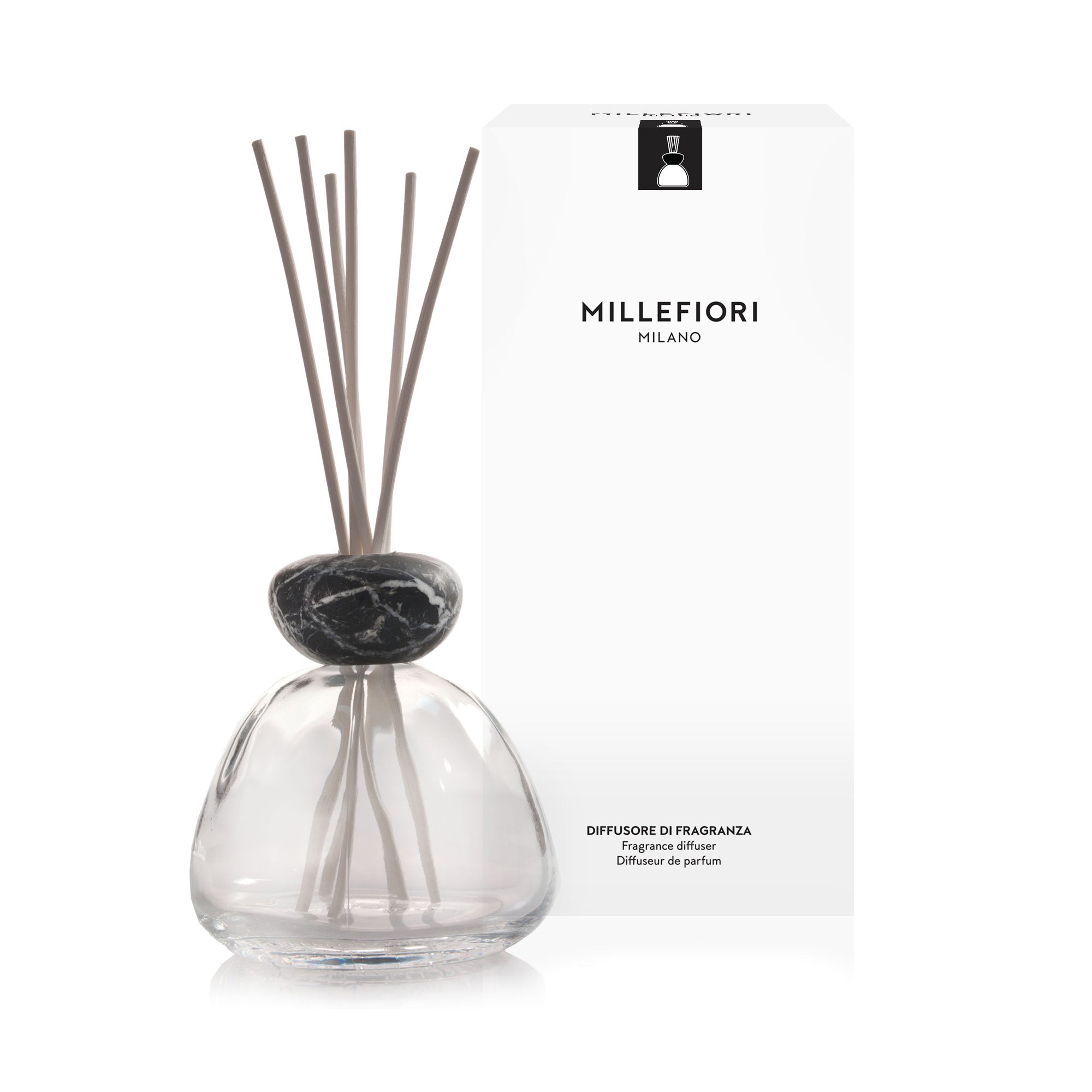 Air Design Diffusor Marble Transparent Mit Schwarzem Deckel